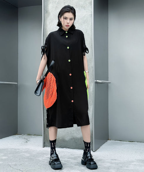 Neon Pocket Shirt Dress
